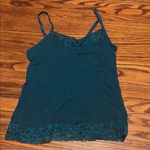 Teal Lace Trim Cami Top